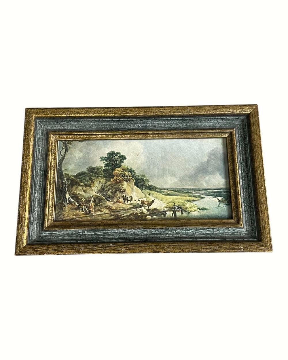 Vintage Small Framed Reproduction Print Of 1871 Cornard Village 7.5”x4.5”